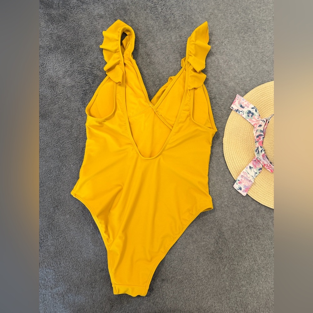 Yellow Ruffled One-Piece Swimsuit - Picture 2 of 6